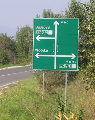 Road Sign to Budapest.